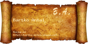 Bartko Antal névjegykártya